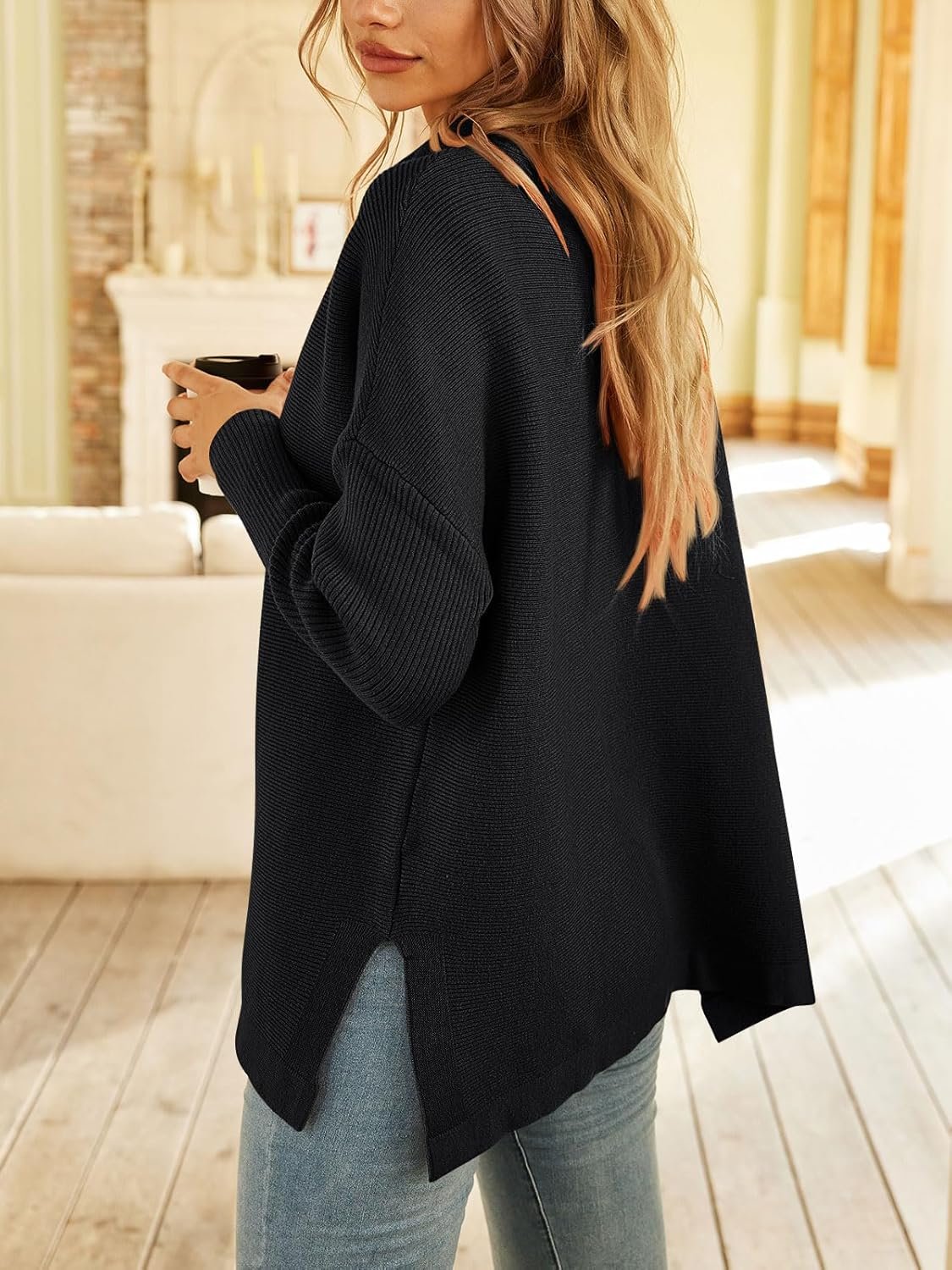 LILLUSORY Women's Mock Turtleneck Sweaters Oversized Long Sleeve Casual Knit Pullover 2025 Tunic Tops Wear with Leggings - Image 5