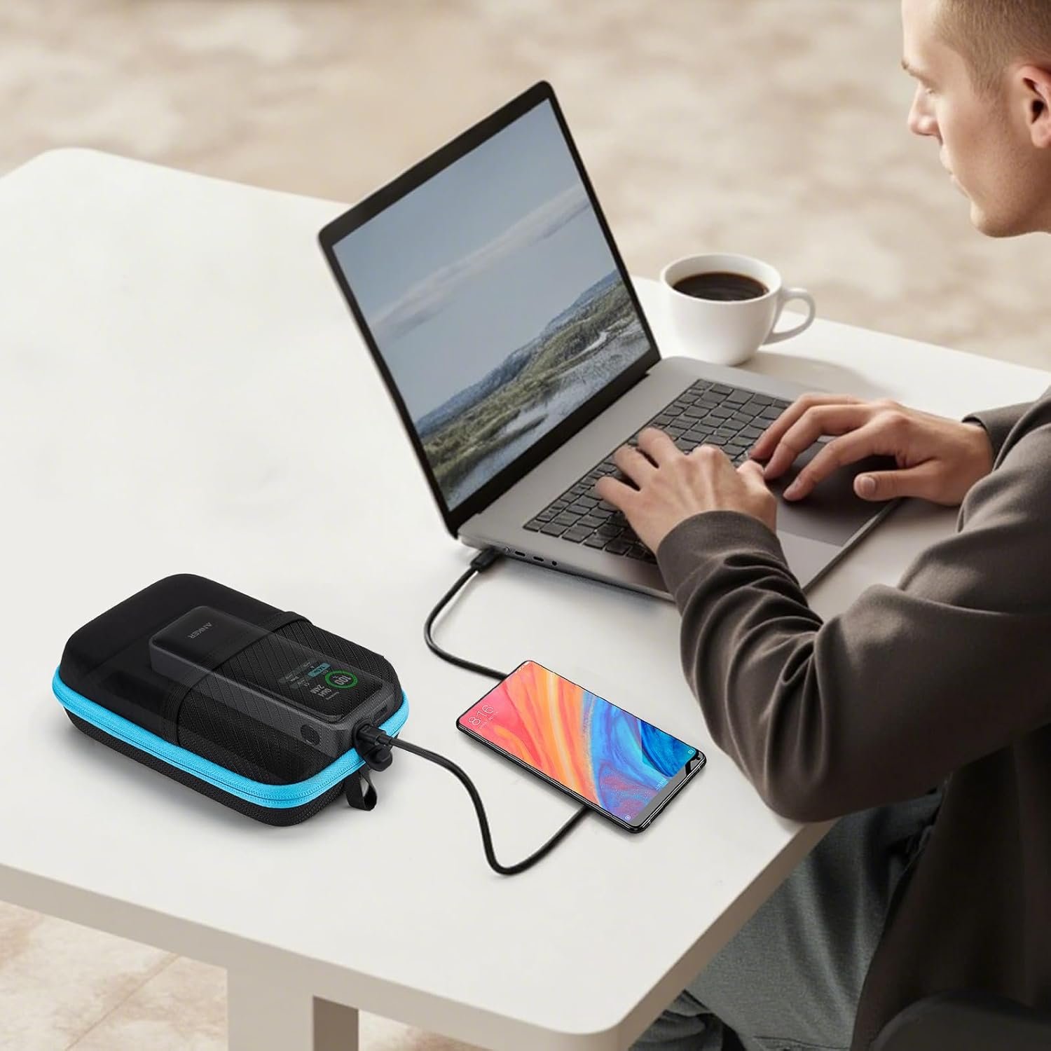 Case for Anker Prime Power Bank 27,650mAh 3-Port 250W, Portable Box with USB Charging Port and Front Pocket for Travel Work, Battery Charger Station Carrying Storage Holder for USB-C Cable(Case Only) - Image 4