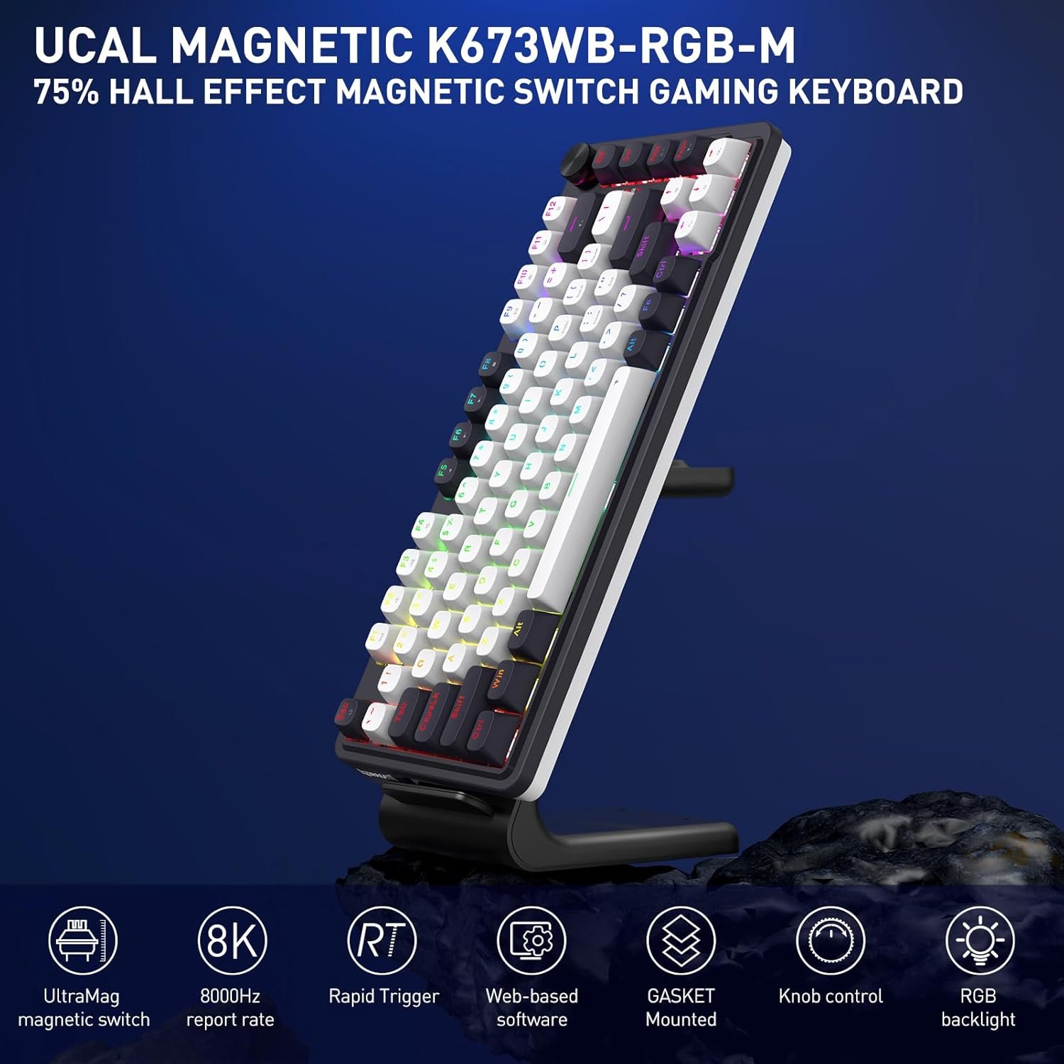 Redragon K673 HE Rapid Trigger Gaming Keyboard, 81 Keys 8K Wired Mechanical Keyboard w/Next-Gen UltraMag 100% POM Silky Magnetic Switch, Dual-Module Floating Structure Design, 2-Layer Noise Dampening - Image 2