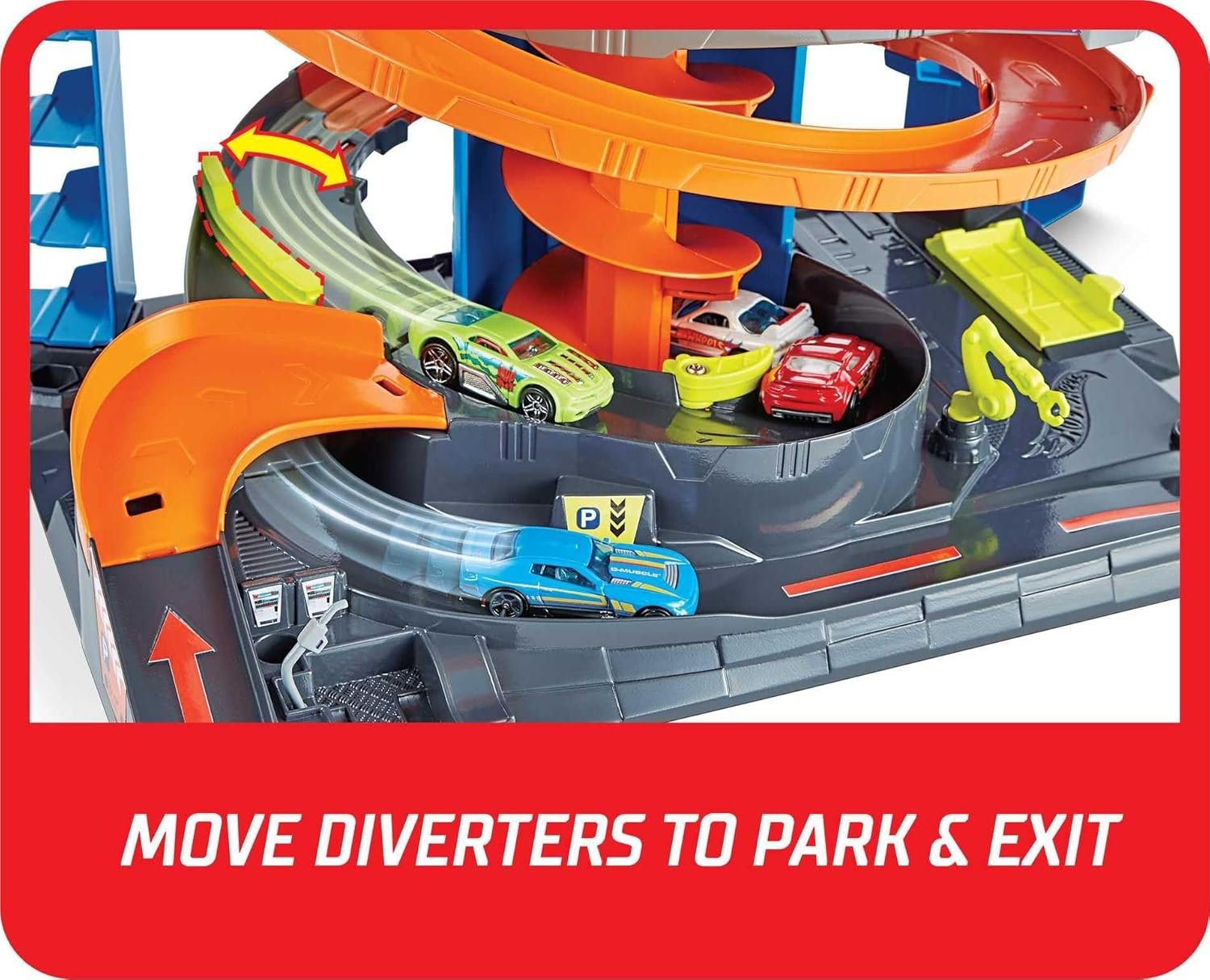 Hot Wheels City Mega Garage Playset with Corkscrew Elevator & Storage for 60+ Cars, Includes 1 Hot Wheels 1:64 Scale Vehicle, Gift for Kids 4 Years Old & Up, HFH03 - Image 5