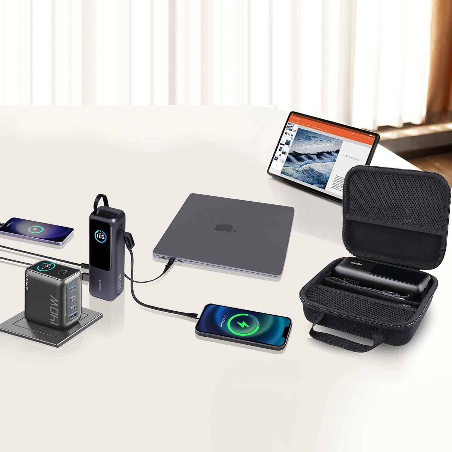 co2CREA for Anker 25,000mAh 165W / Prime 26,250mAh Power Bank and Laptop 140W USB-C Charger, Hard Travel Case Compatible with 25K Power Bank A1695, Case Only (Black Case) - Image 9