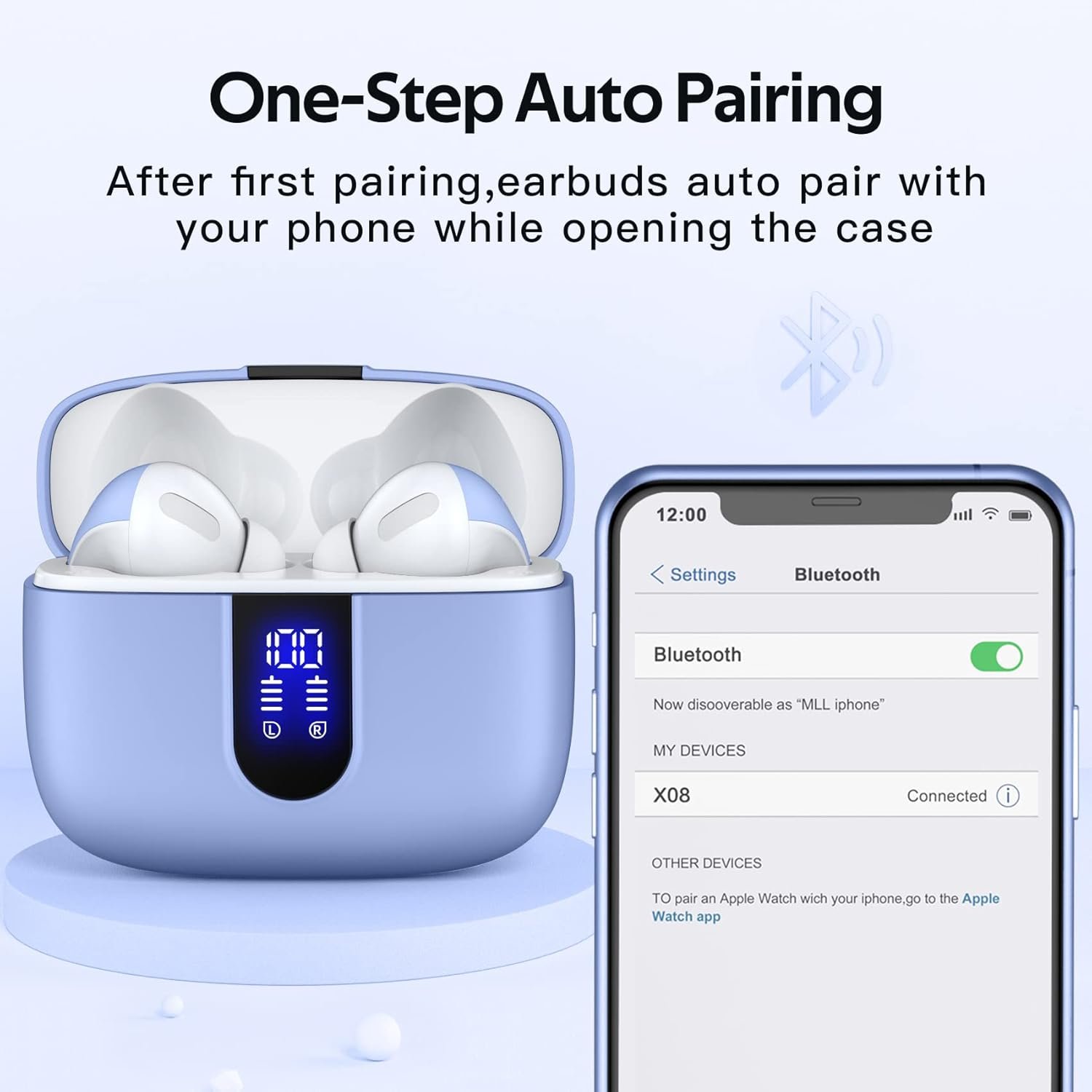 TAGRY Bluetooth Headphones True Wireless Earbuds 60H Playback LED Power Display Earphones with Wireless Charging Case IPX5 Waterproof in-Ear Ear buds with Mic for TV Smart Phone Laptop Computer Sports - Image 5