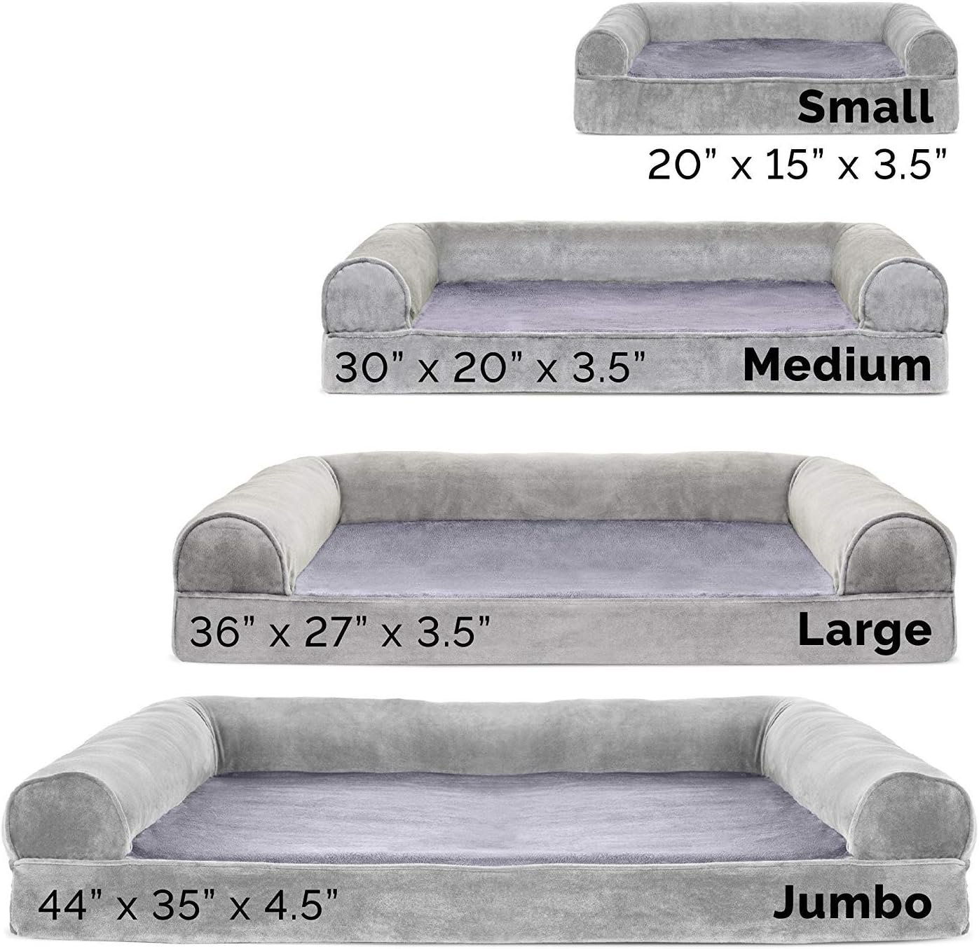 Furhaven Orthopedic Dog Bed for Large/Medium Dogs w/ Removable Bolsters & Washable Cover, For Dogs Up to 55 lbs - Faux Fur & Velvet Sofa - Smoke Gray, Large - Image 7