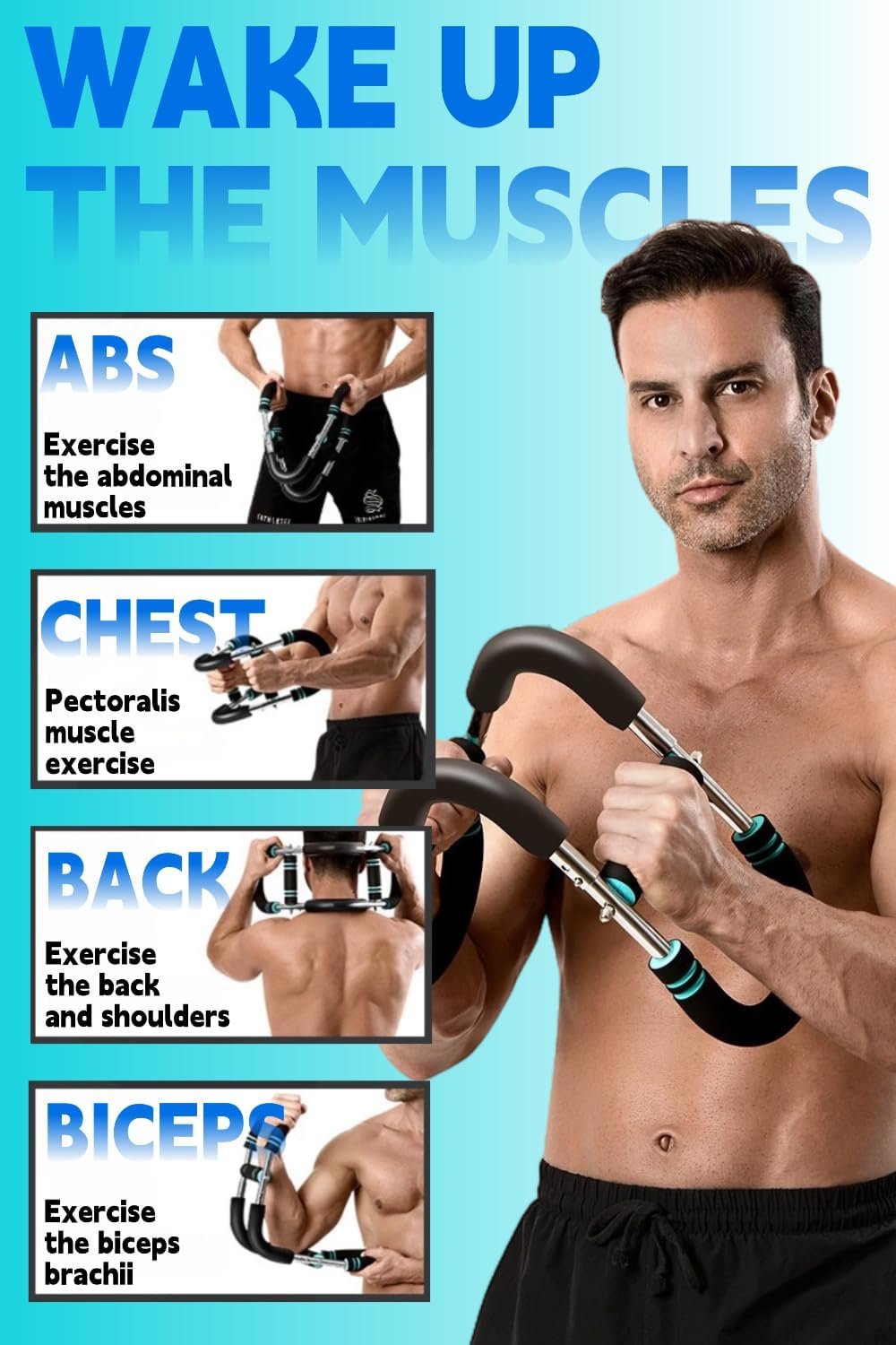 Twister Arm Trainer - Adjustable 3-Resistance Levels Chest,Arm,Shoulders,Backs,Inner Thigh Workout Equipment for Men&Women - Ergonomic Home Gym Strength Trainer with Anti-Slip Handles - Image 2