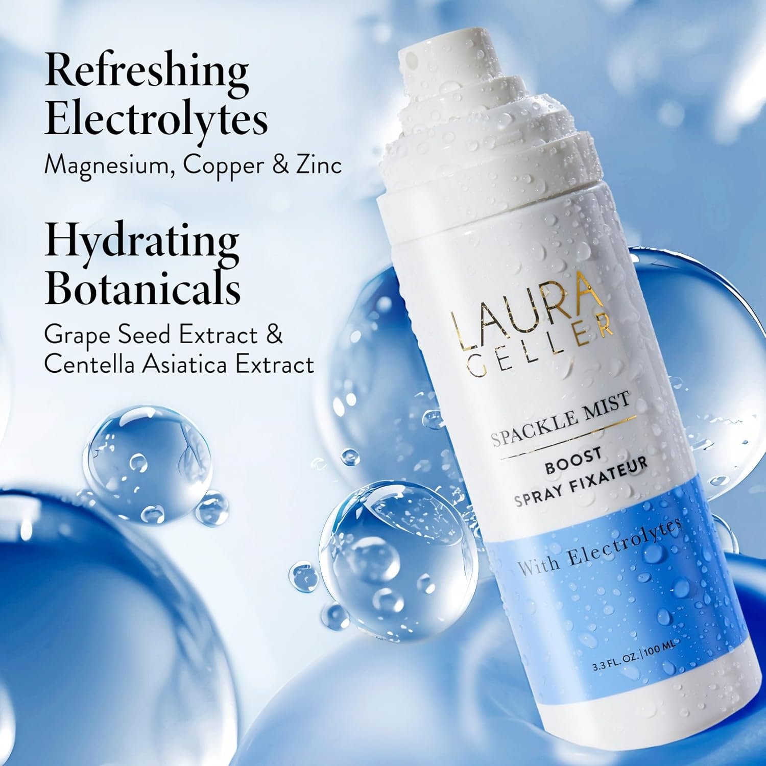 LAURA GELLER NEW YORK Spackle Mist Boost Setting Spray with Electrolytes - Long-Lasting Makeup Spray with Blue Light Protection - Dewy Skin Makeup Setting Spray - Image 3
