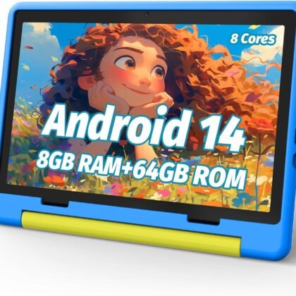 Kids Tablet, Android 14 Tablet for Kids 10 inch Octa-Core with Case, 64GB 1TB TF Card Expandable for Toddler Children, Parental Control, Dual Camera, WiFi,Gift
