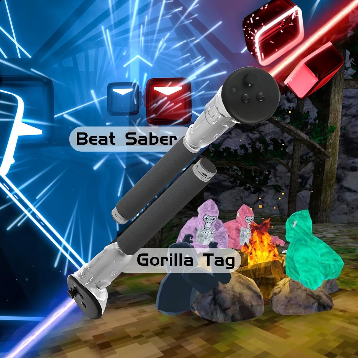 Hibloks 3 in 1 Handle Attachments Compatible with Meta Quest 3 / Oculus Quest 3S Controller, Beat Saber/Baseball/Golf Club/VR Gorilla Tag Long Arms Grips for Meta Quest 3/3S Accessories - Image 3