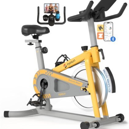 Exercise Bikes for Home,Indoor Cycling Bike with Adjustable Friction,Brake Pad Resistance Silent Belt Drive,330lbs Weight Capacity &Upgraded Version Seat for Home Cardio&Weight Loss