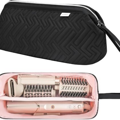 Leudes Hair Tools Travel Bag for Shark Flexstyle Carrying Case Portable Shark Hair Air Wrap Dryer Case Waterproof Dustproof Flat Curling Iron Travel Organizer (Black)