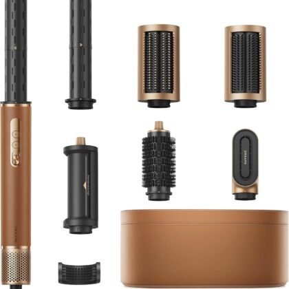 DREAME AirStyle Pro 7-in-1 Hair Styler & High Speed Dryer | Snap-on Attachments for Curling, Smoothing, Volumizing | Fast Drying, Frizz Control, Cool Shot | Luxury Leather Package