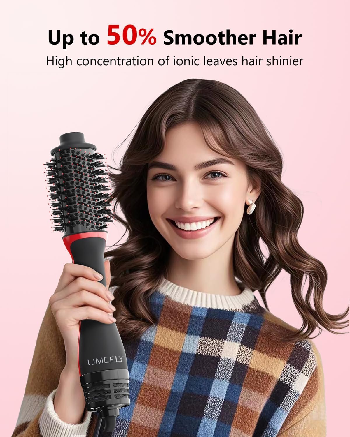 Plus 2.0 Hair Dryer Brush Blow Dryer Brush in One, 2'' Oval Brush Head Hot Air Brush Styler & Volumizer with Ionic Technology, NTC Smart Temp Control for Smooth, Frizz-Free, Shiny Hair - Image 2
