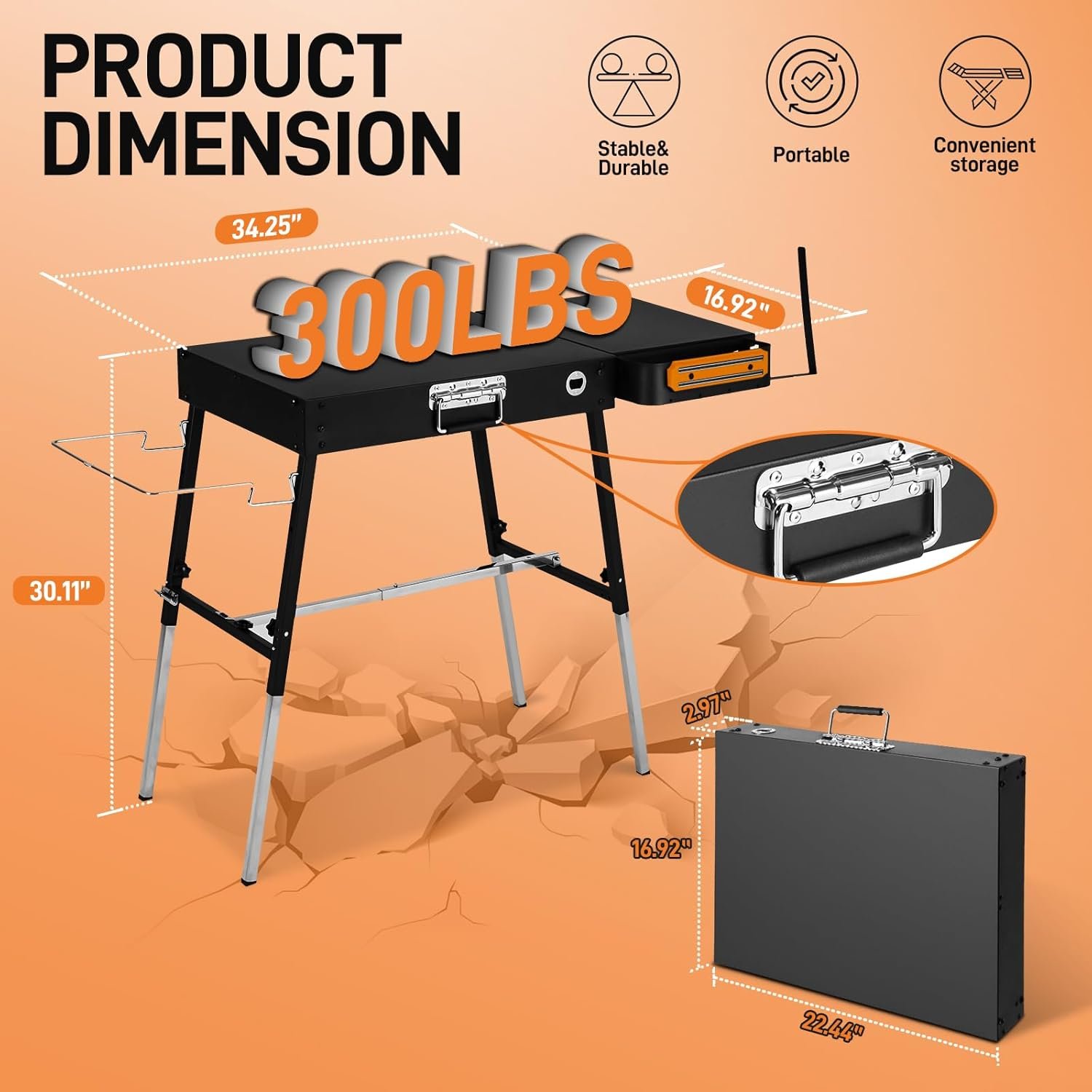 Outdoor Folding Grill Table, Blackstone Griddle Stand Sturdy and Durable, Griddle Accessories with Trash Holder, Camping Table for Blackstone Griddles, Ninja Grill, Pizza Oven ect - Image 4