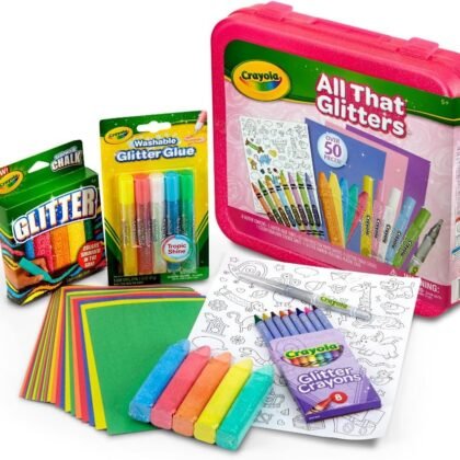 Crayola All That Glitters Art Case (50+pcs), Glitter Crayons & Coloring Supplies, Kids Art Set, Gifts for Girls & Boys, Ages 5+