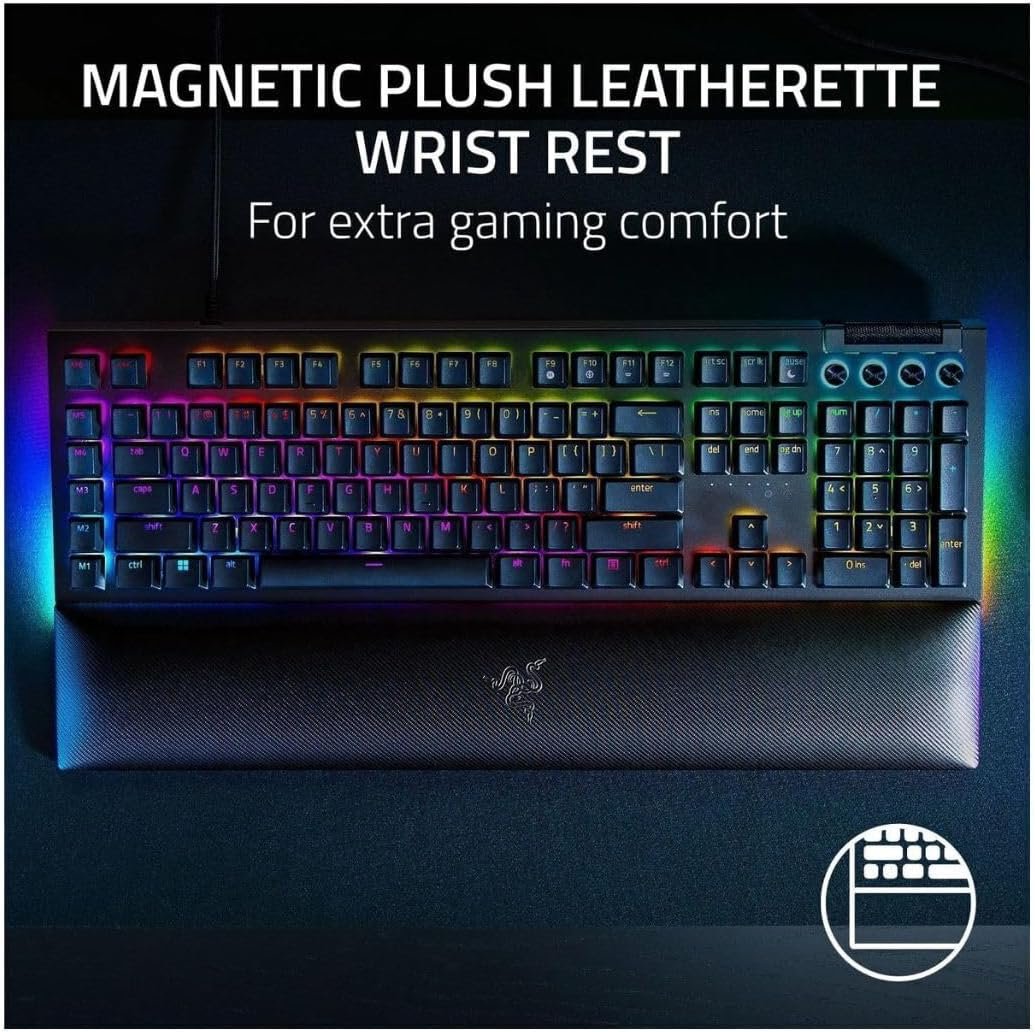 Razer RZ03-04690200 BlackWidow V4 Full Size Wired Mechanical Green Switch Gaming Keyboard with Chroma RGB - Image 7