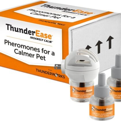 ThunderEase Dog Calming Pheromone Diffuser Kit | Powered by ADAPTIL | Vet Recommended to Relieve Separation Anxiety, Stress Barking and Chewing, and Fear of Fireworks & Thunderstorms (90 Day Supply)