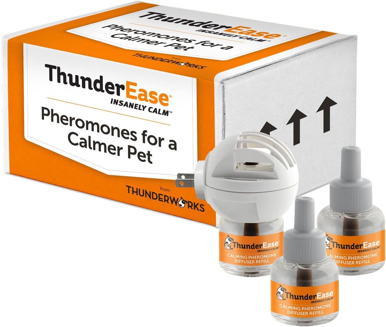 ThunderEase Dog Calming Pheromone Diffuser Kit | Powered by ADAPTIL | Vet Recommended to Relieve Separation Anxiety, Stress Barking and Chewing, and Fear of Fireworks & Thunderstorms (90 Day Supply)