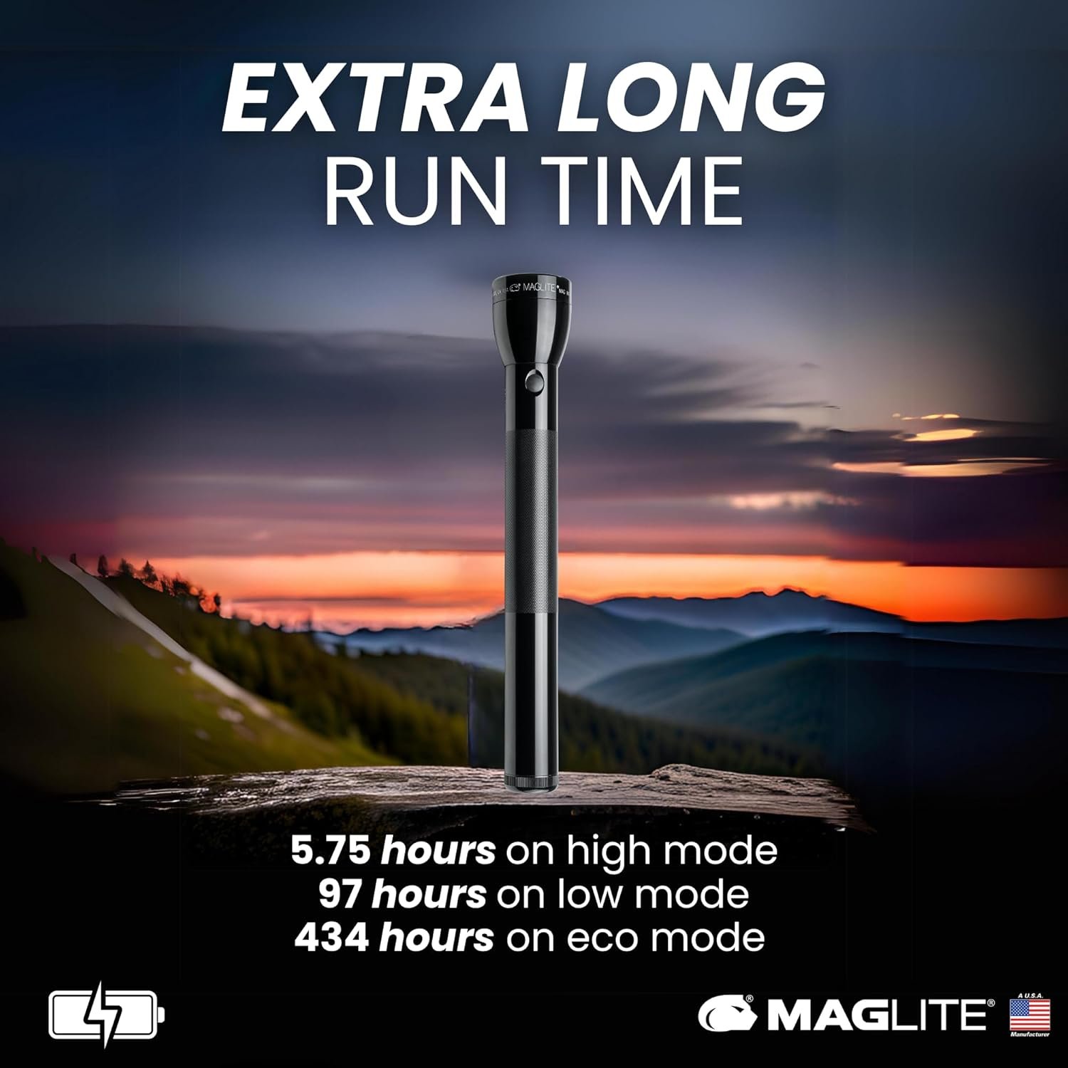 MagLite ML300L 4D LED Flashlight – 1002 Lumens, Long Runtime, Adjustable Beam, Water-Resistant, Aluminum Body – Black - Image 4