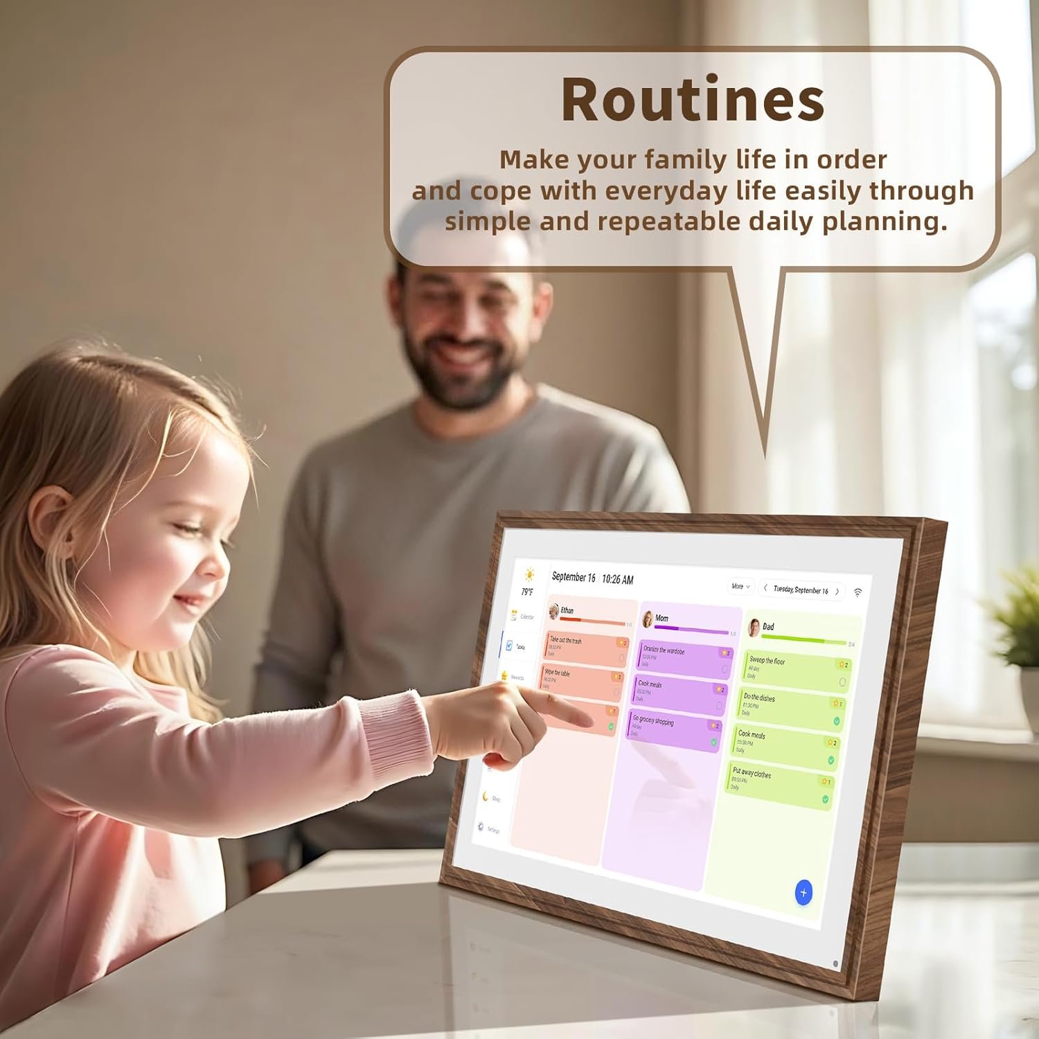 15.6 Inch Digital Calendar Chore Chart with Touchscreen - Full HD Interactive Display, Wall & Desk Mountable Family Planner, to-Do List & Meal Planner, Digital Picture Frame for Gifts for Women Mom - Image 7