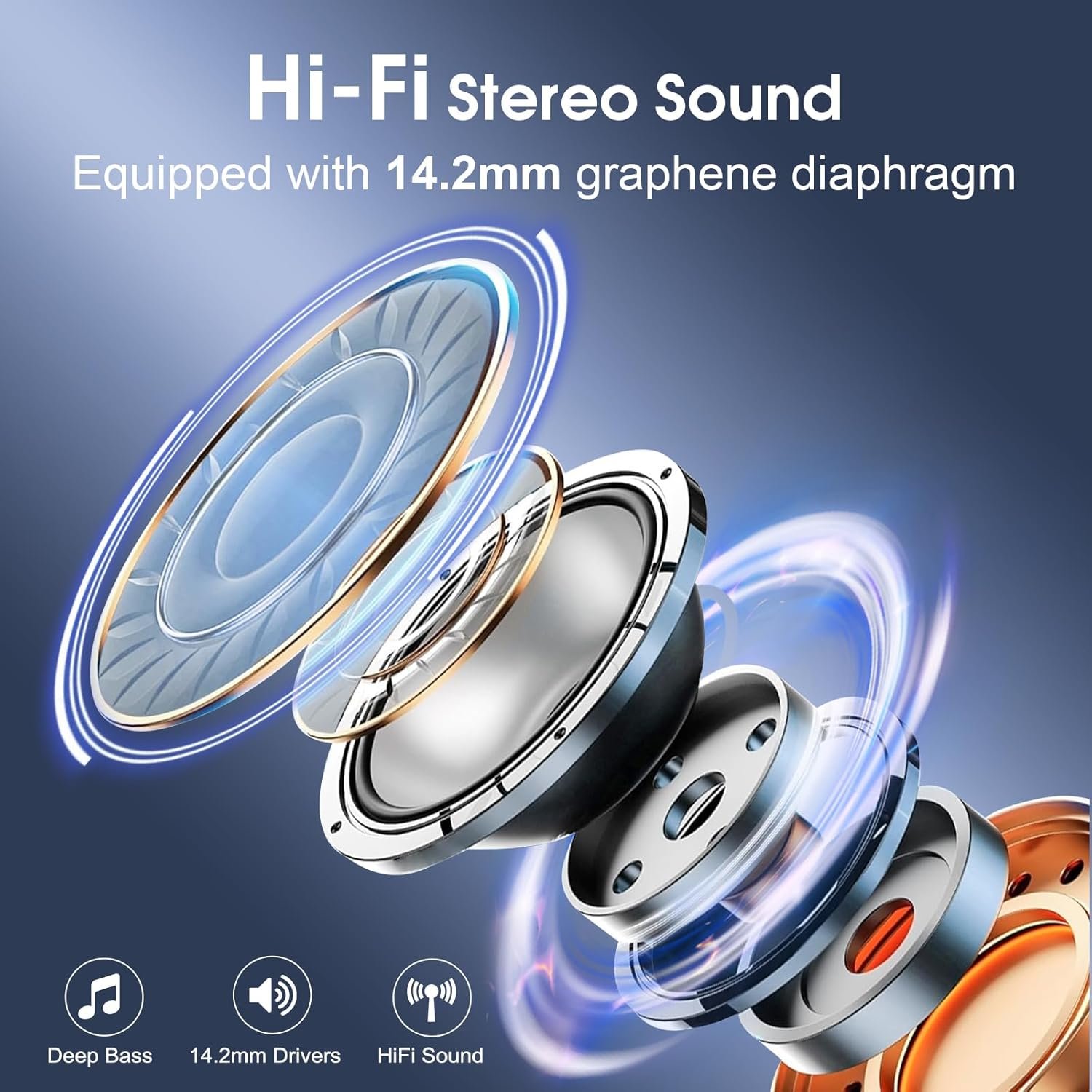 Wireless Earbuds 75hrs Bluetooth 5.4 Headphone Sport, 2025 Bluetooth Earbuds Stereo Deep Bass Over Ear Bud with Earhooks, ENC Noise Cancelling Mic, IPX7 Waterproof Earphone for Workout/Running - Image 3
