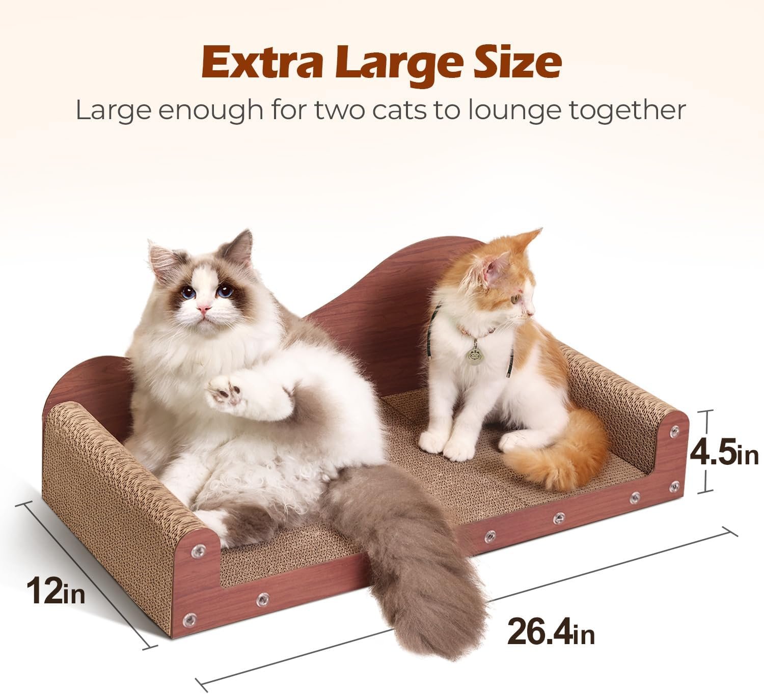 ComSaf 26.4" Large Cat Scratcher Bed, Cat Scratching Board, Durable Cardboard for Indoor Use, Extra Large Couch with Scratch Pad - Sofa Lounge - Image 2