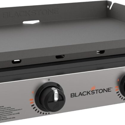 Blackstone 1666 22” Tabletop Griddle with Stainless Steel Faceplate, Powder Coated Steel, Black