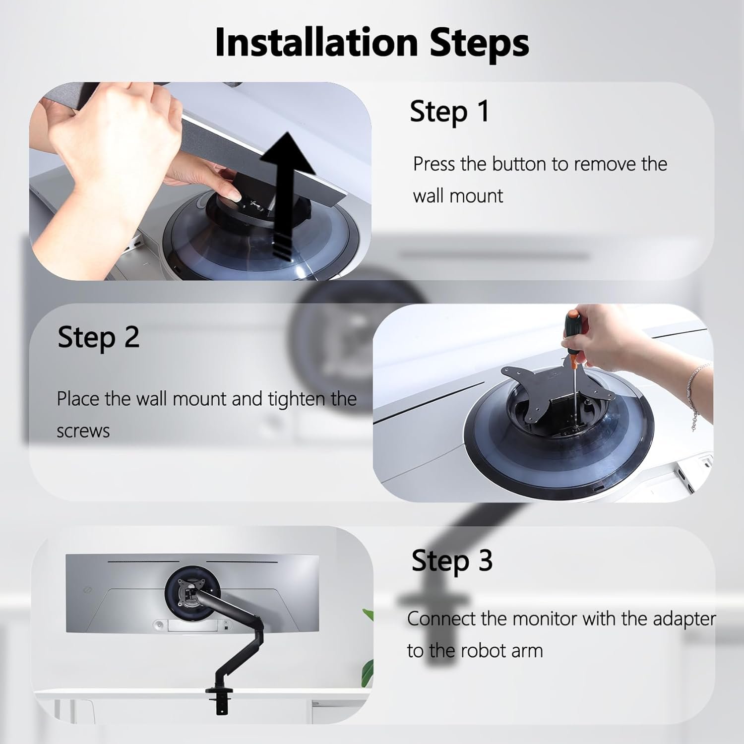 Odyssey OLED G9 VESA Mount Adapter Compatible with Samsung OLED G9 49-inch Monitors(Fits G91SD G93SC G93SD G95SC and G95SD )– 75x75 to 100x100 Wall Mount Bracket - Image 4