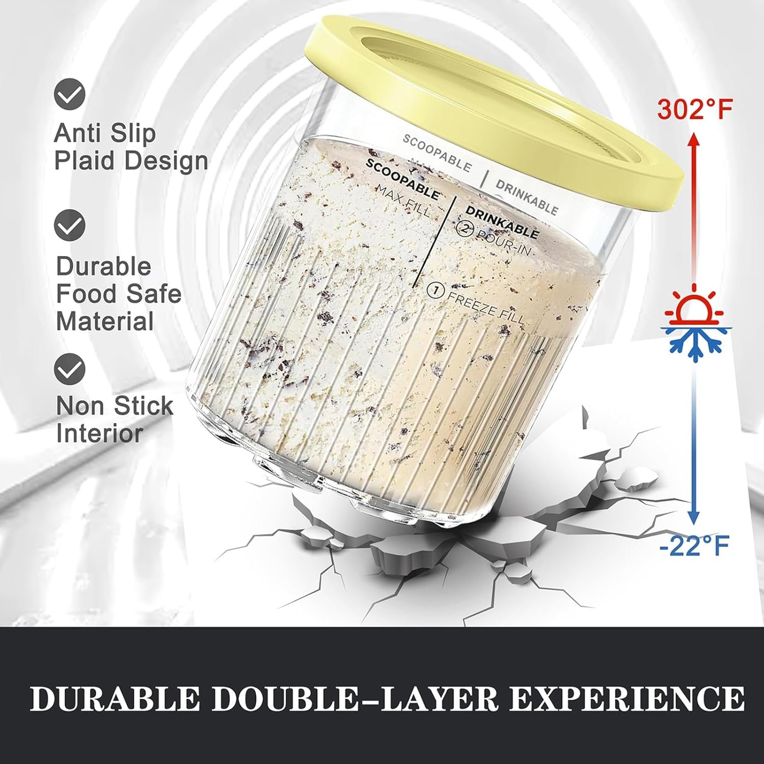 for Ninja Creami Deluxe 24OZ Pints and Lids 4 Pack with Neoprene Sleeve,Family Ice Cream Storage Containers for Ninja Creami Maker 11-in-1 NC501 NC500 Series (Dishwasher Safe Reusable Leak Proof) - Image 2