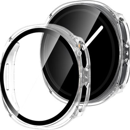 Tensea [2Pack] for Samsung Galaxy Watch 8 2025 Screen Protector Case 44mm Accessories, Protective Face Cover for 44 mm, Hard Bumper Built-in Tempered Glass Film for Women Men