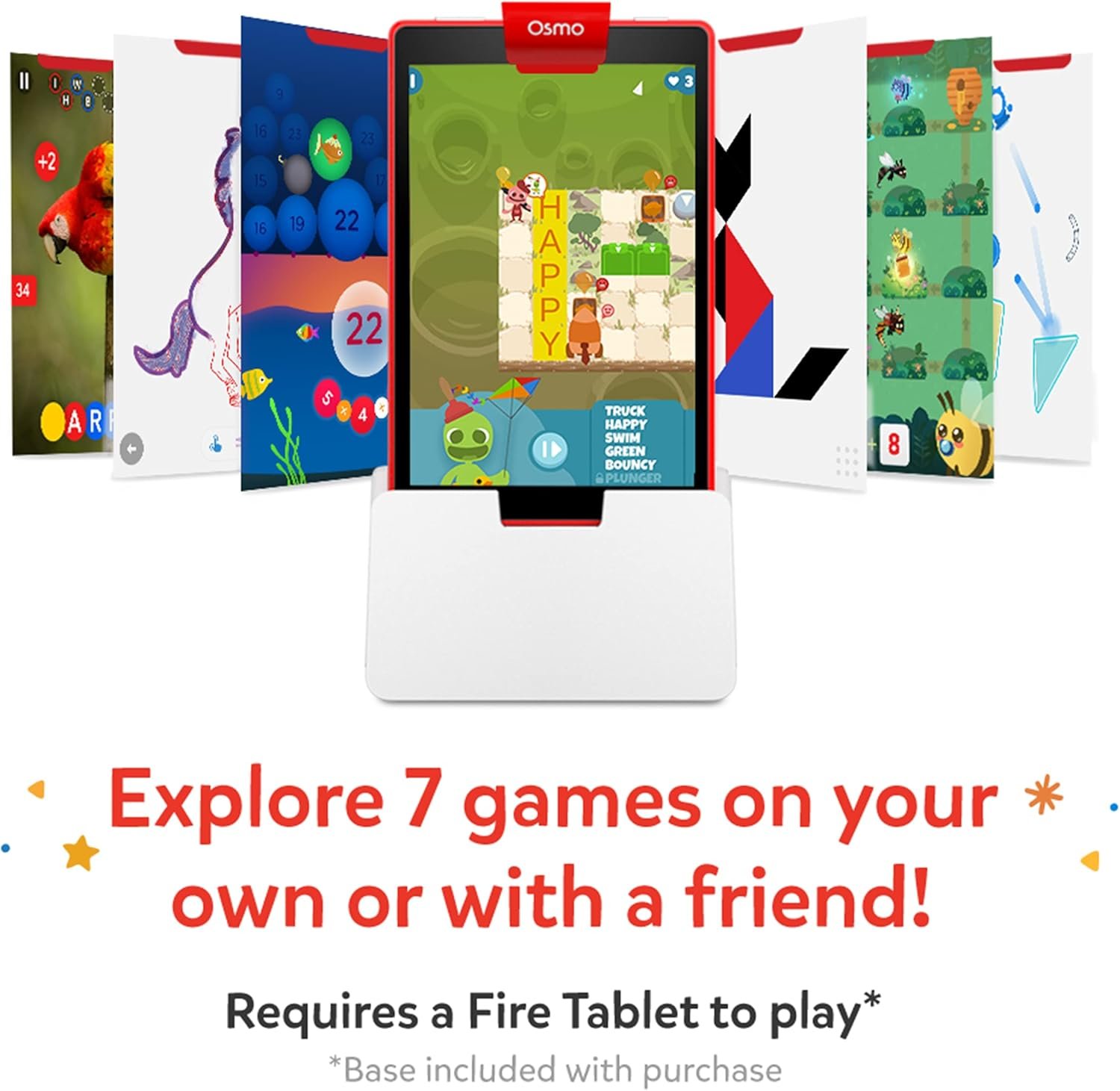 Osmo-Genius Starter Kit for Fire Tablet + Family Game Night-7 Educational Learning Games for Spelling,Math & more-Ages 6-10-STEM Toy Gifts- 6 7 8 9 10(Osmo Fire Tablet Base Included-Amazon Exclusive) - Image 2