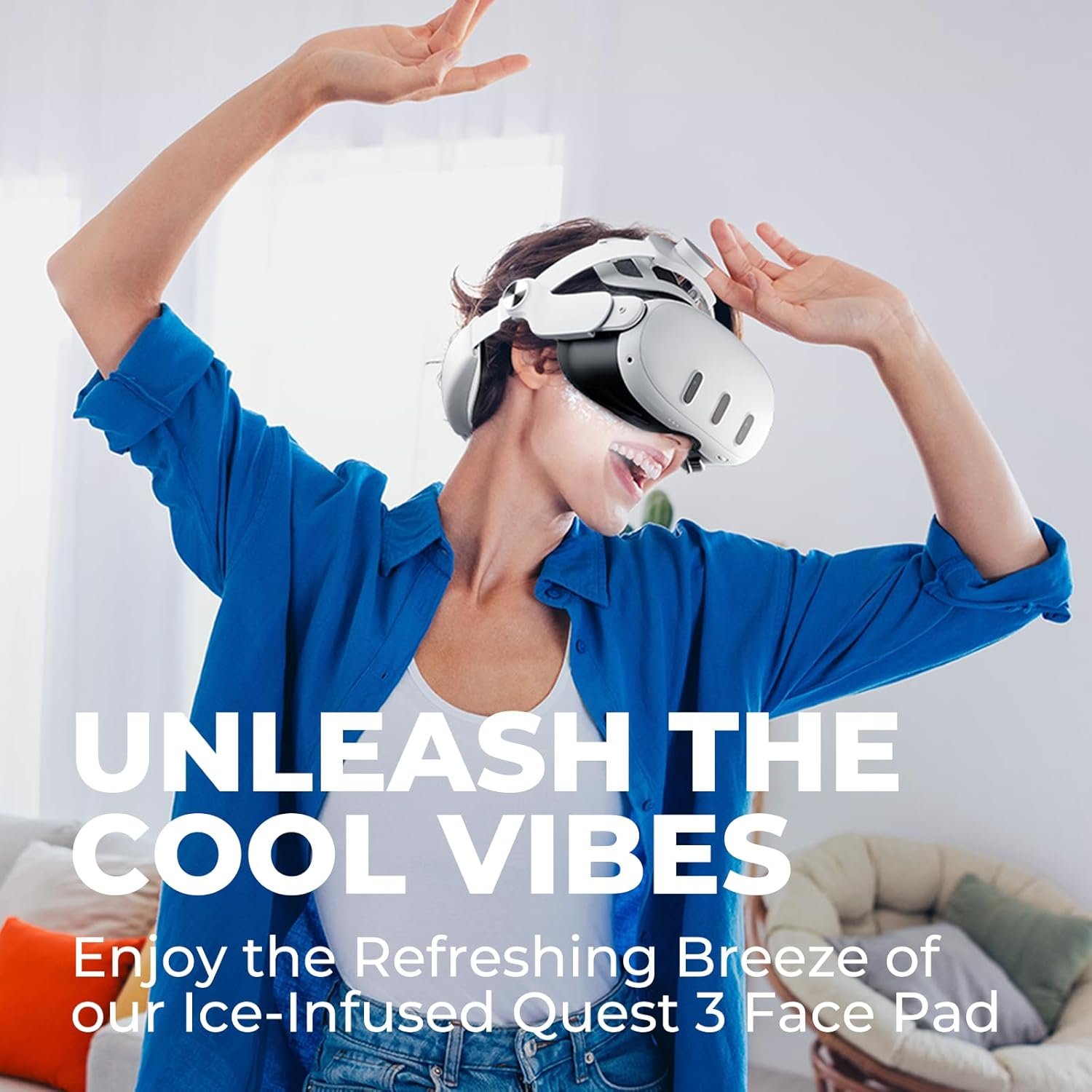 DESTEK Cooling Face Pad Facial Interface for Meta Quest 3, NOT Compatible with Meta Quest 3S,Includes Two Replacement Ice Silk & Cool Ice Gel Face Cushions - Image 5