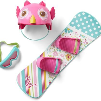 American Girl WellieWishers 14.5-inch Doll Frosty Fun Snowboard Playset with Owl-Face Helmet and Goggles, For Ages 4+