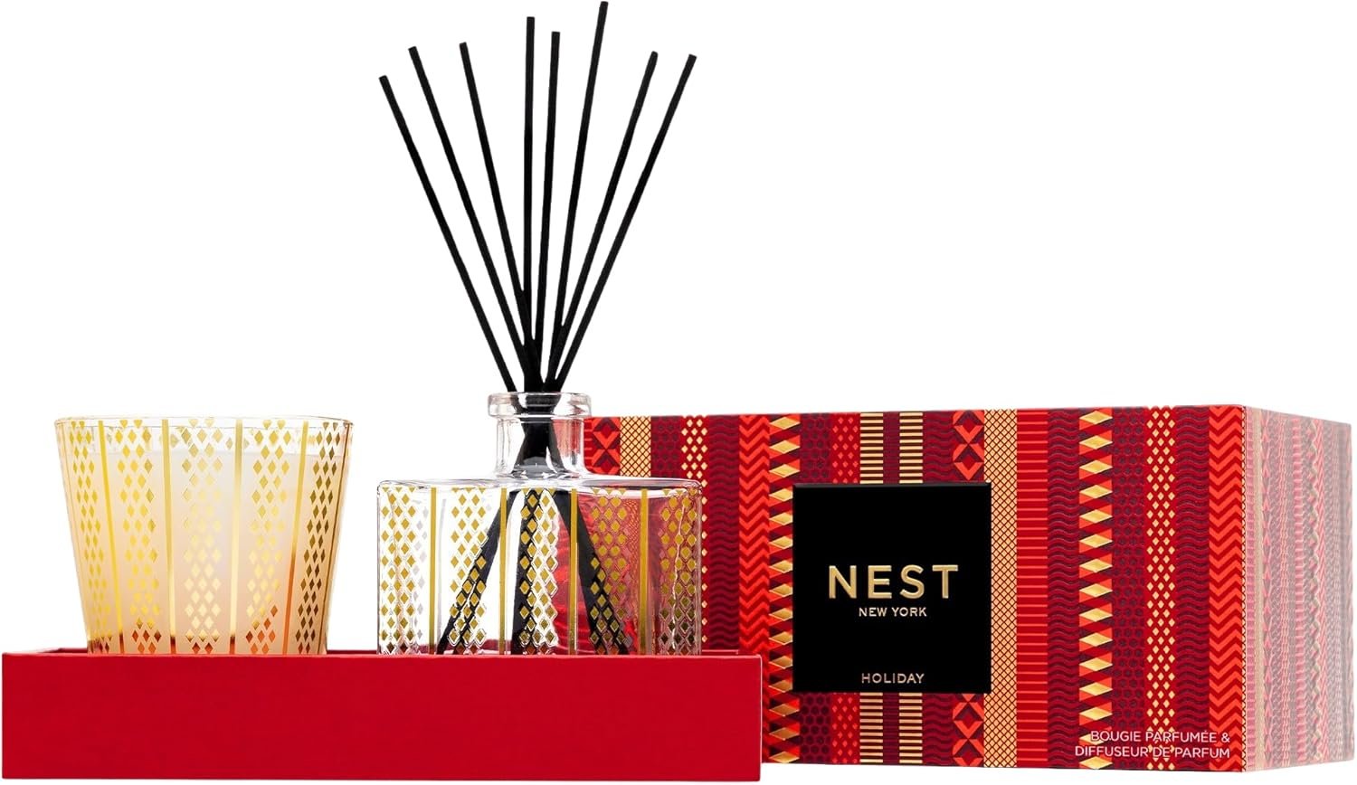 NEST New York Scented Classic Christmas Candle (8.1 oz) & Diffuser (5.9 fl oz) Set, Holiday - Reusable Glass Vessel - Vegan, Cruelty Free - Image 4