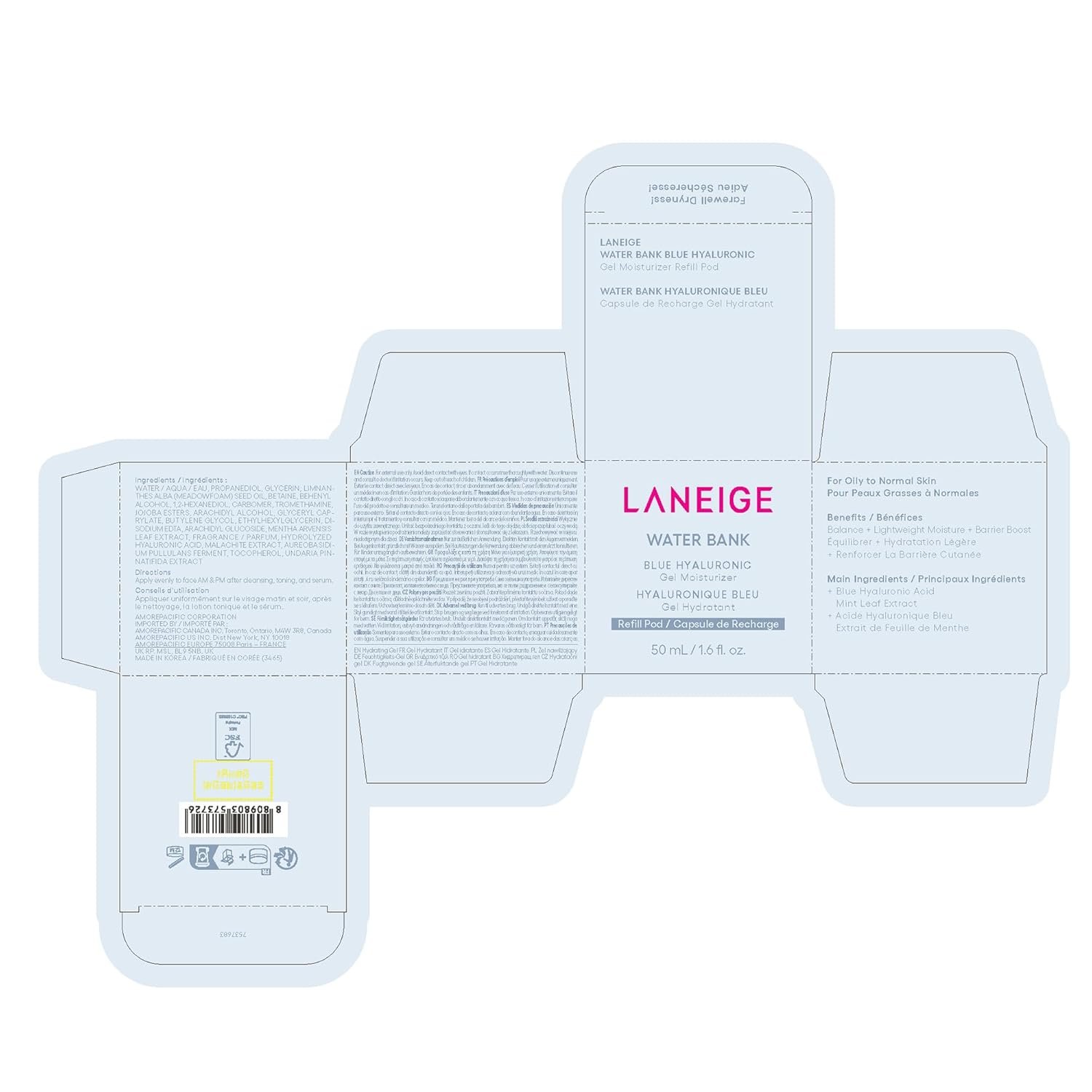 LANEIGE Water Bank Blue Hyaluronic Gel Moisturizer: Lightweight Hydrating Face Gel with Mint Extract, Hypoallergenic & Dermatologist-Tested - Image 13