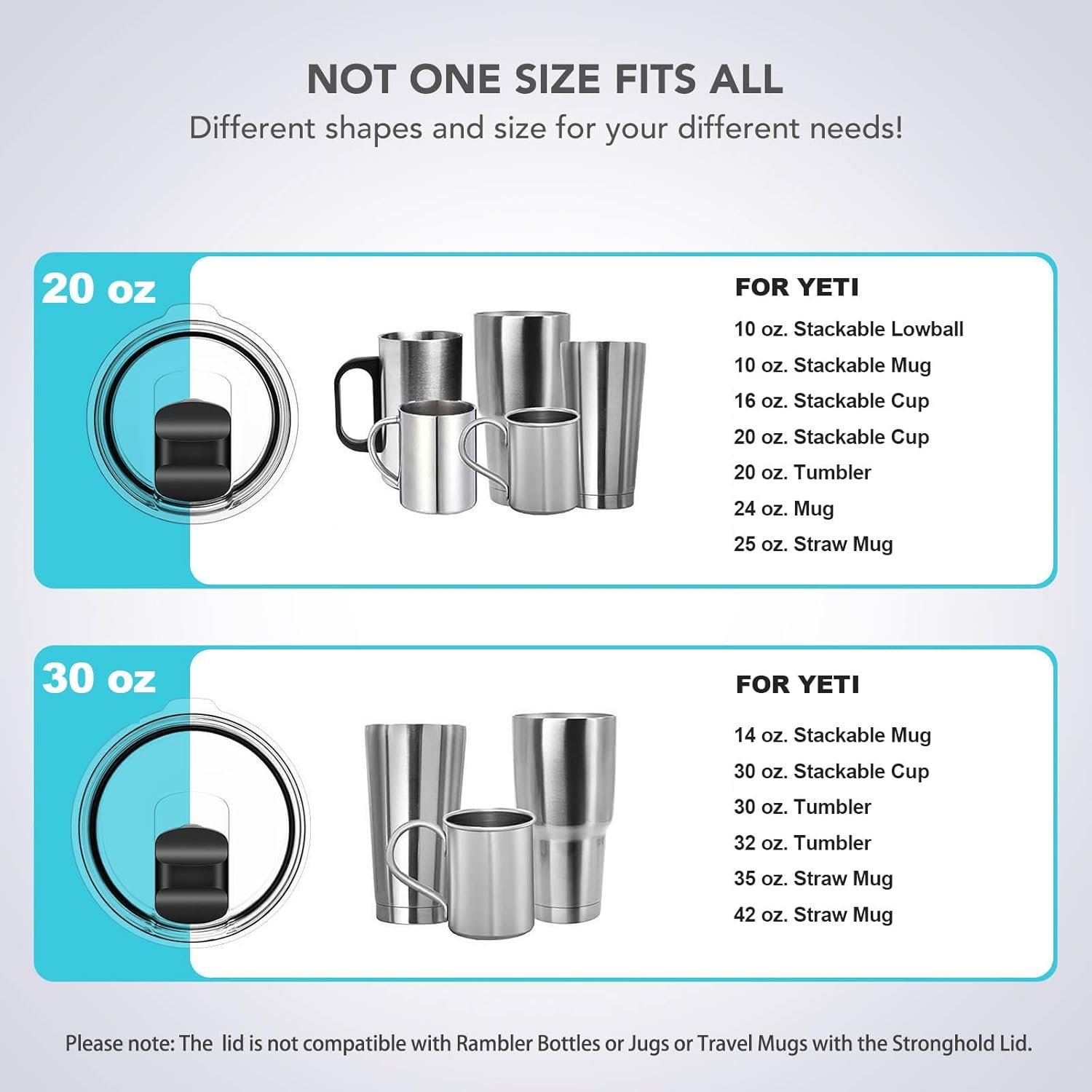 30 oz Tumbler Lid, Replacement Lids Compatible for YETI 30/32 oz Tumbler, 14 oz Mug and 35 oz Straw Mug, 2 Pack Travel Spill Proof Cup Lids Covers with Magnetic Slider Switch, BPA Free - Image 3