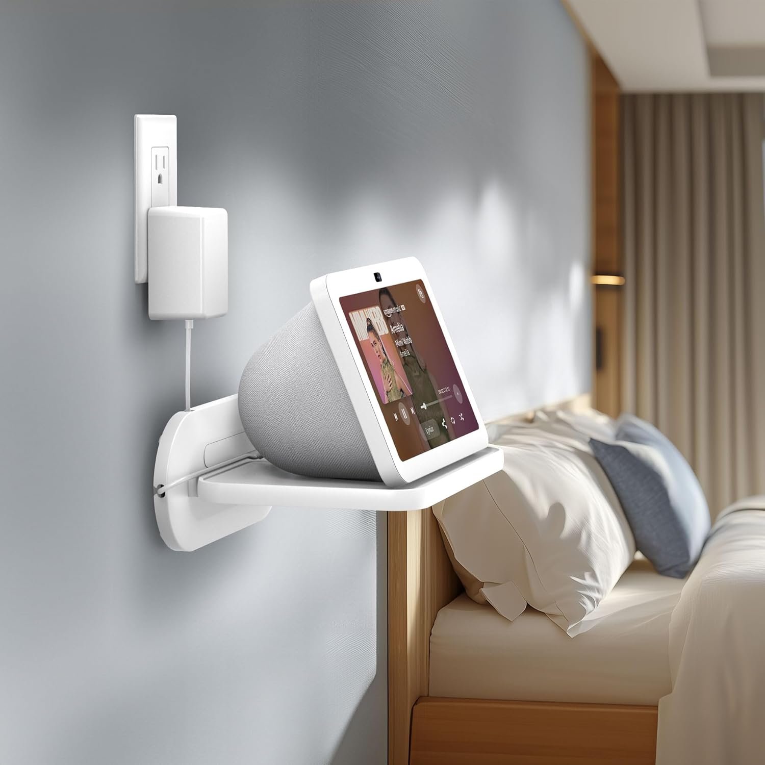 HomeMount Mount for Google Nest Hub Max - Wall Mount Holder Shelf Compaitble with NEST HUB MAX (White) - Image 5