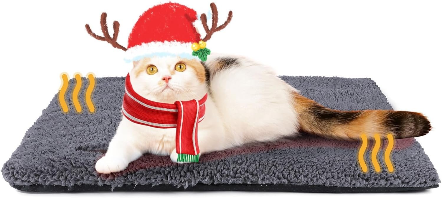 Self Warming Cat Bed Self Heating Cat Dog Mat 24 x 18 inch Extra Warm Thermal Pet Pad for Indoor Outdoor Pets with Removable Cover Non-Slip Bottom Washable Non Electric