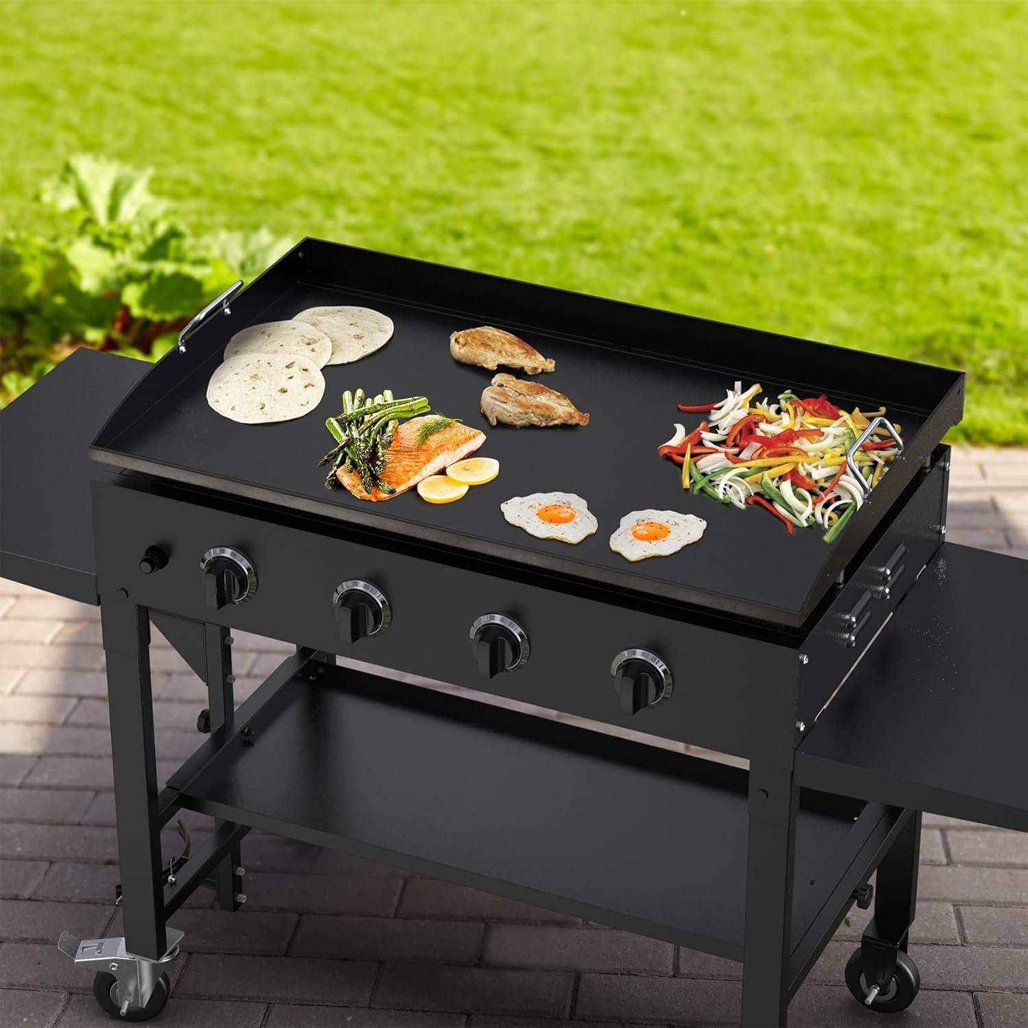 Stanbroil 36 Inch Flat Top Griddle Replacement Top for Blackstone 36" 4-Burner Gas Grill Cooking Station, Ceramic Coated Steel Griddle Top Replacement with Rear Grease System, Black - Image 7