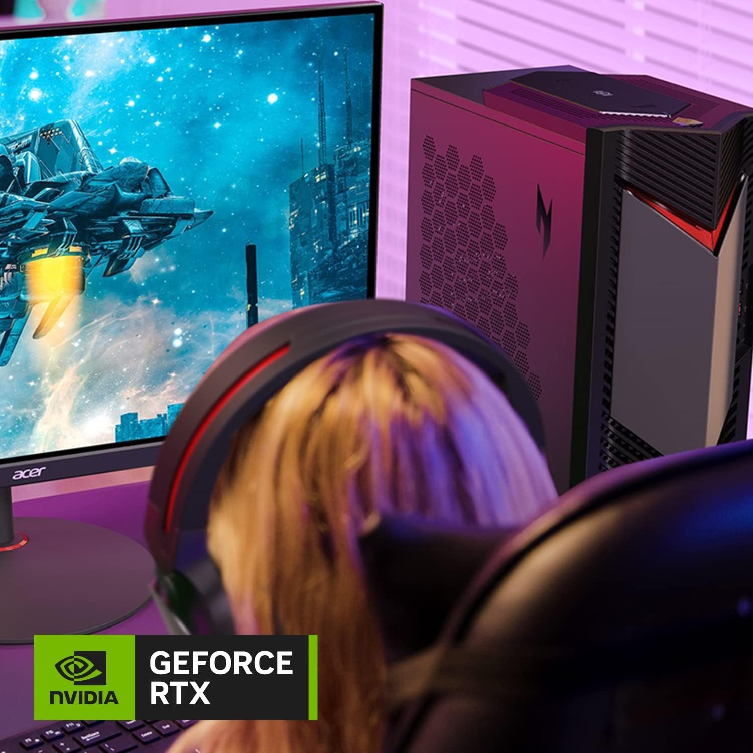 Acer Nitro 50 N50-656-UR16 Gaming Desktop | Intel Core i7-14700F 20-Core Processor | NVIDIA GeForce RTX 4060 | 16GB DDR5 5600MHz | 1TB PCIe Gen 4 SSD | Intel Wi-Fi 6E AX211 | Windows 11 Home - Image 3