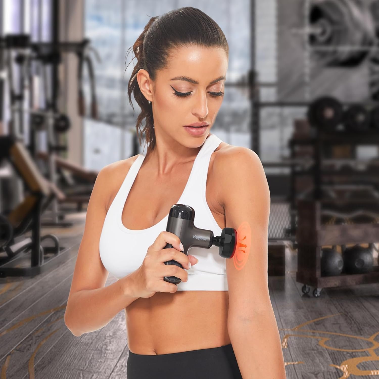 Mini Massage Gun with Heat, Deep Tissue Massage Gun, Portable Percussion Muscle Massager with 4 Massage Heads for Athletes - Image 2