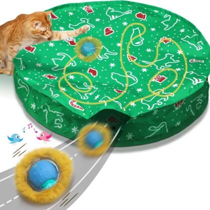 Interactive Cat Toys Ball Fast Rolling in Pocket, Motion Activate Chirping Cat Ball Christmas Cat Toys 2025 Cat's Gift