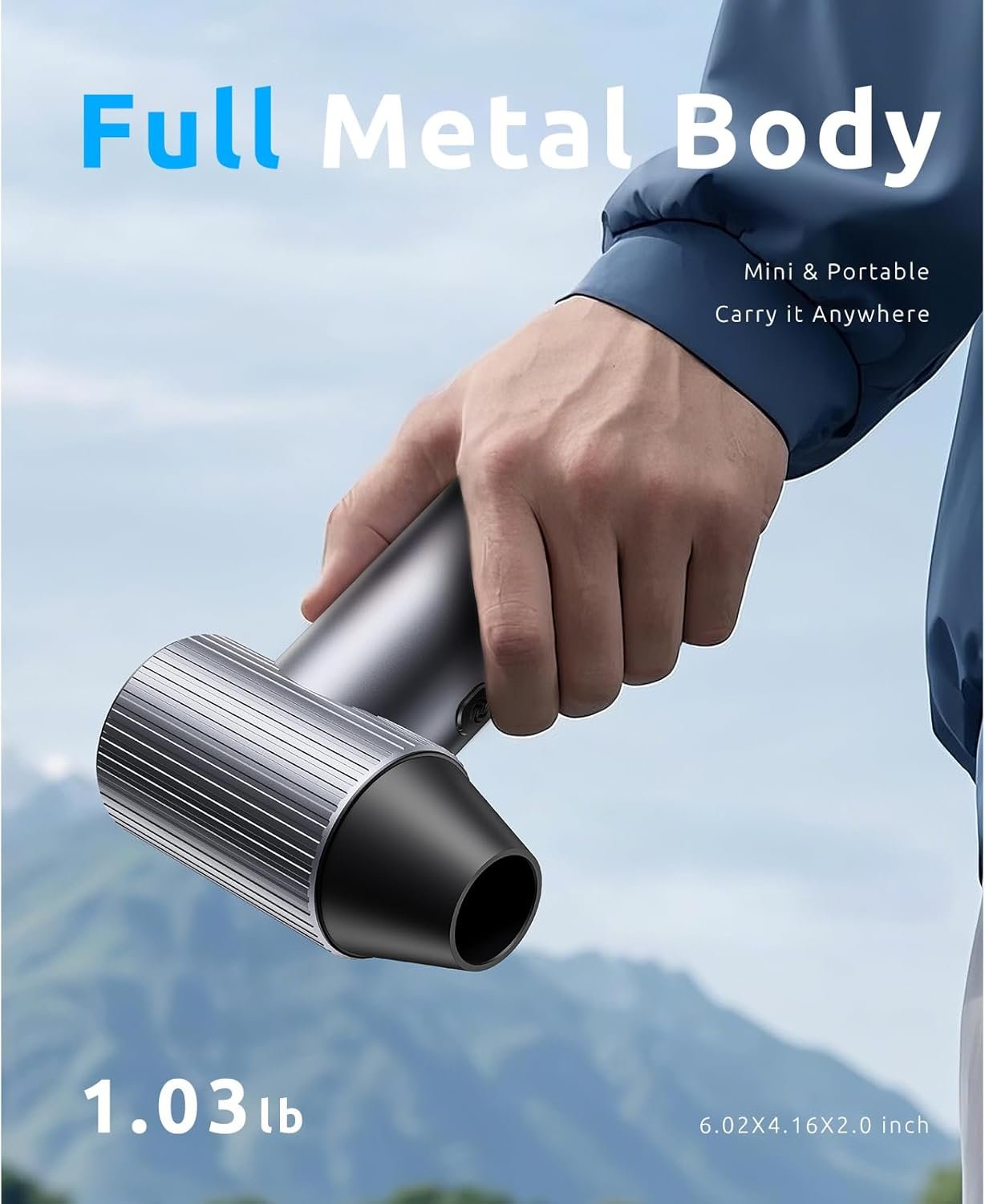 COSANO Full-Metal Jet Dry Mini Blower – 300,000 RPM Electric Air Duster – Rechargeable Compressed Air Blower – High-Power Air Duster with 3 Speeds & 4 Nozzles for Keyboards, Car and Outdoors Cleaning - Image 4