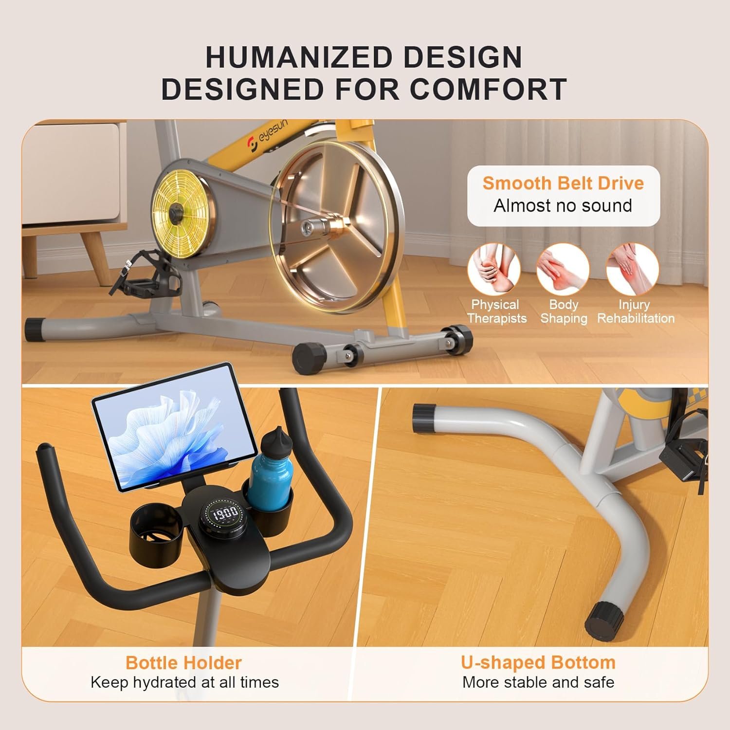 Exercise Bikes for Home,Indoor Cycling Bike with Adjustable Friction,Brake Pad Resistance Silent Belt Drive,330lbs Weight Capacity &Upgraded Version Seat for Home Cardio&Weight Loss - Image 7