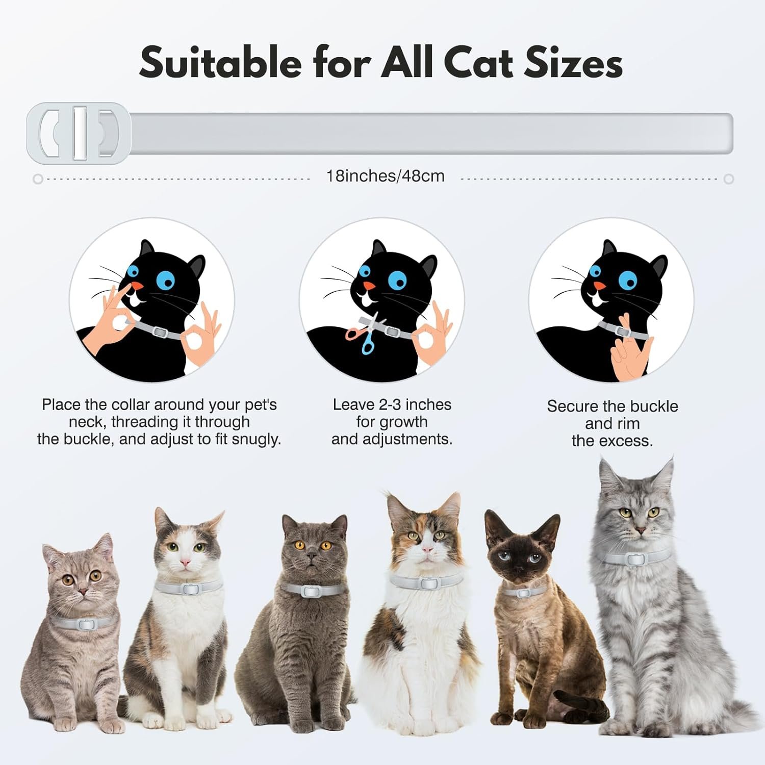 Natural Flea and Tick Collar for Cats – 4 Pack, 8 Months Long-Lasting Protection, Waterproof, Adjustable Size for Kittens and Adult Cats - Image 5