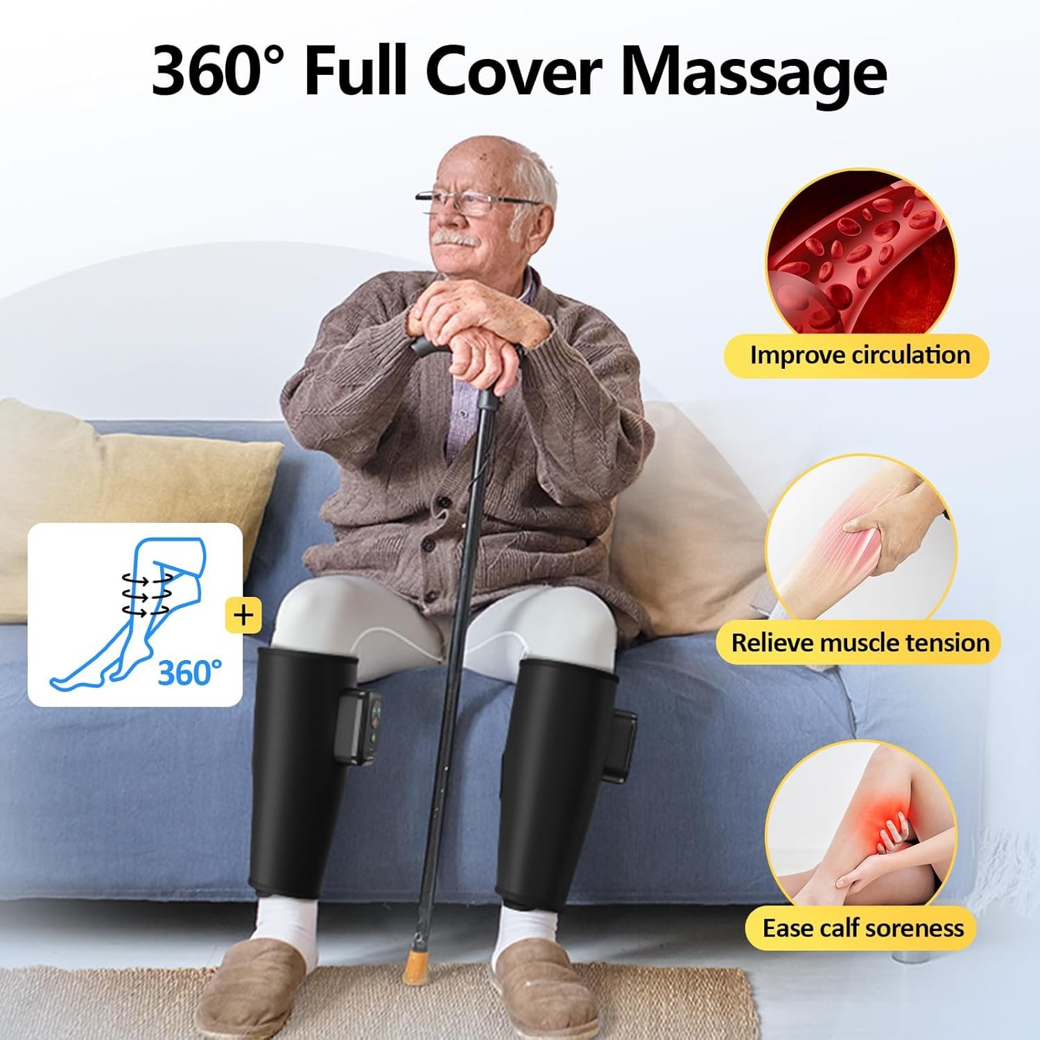 Comfytemp Cordless Calf Massager for Circulation and Pain Relief, FSA Eligible HSA Portable Leg Massage with Heat and Compression, Birthday Gift for Men Women Seniors, Recovery for RLS, Edema, Muscles - Image 4