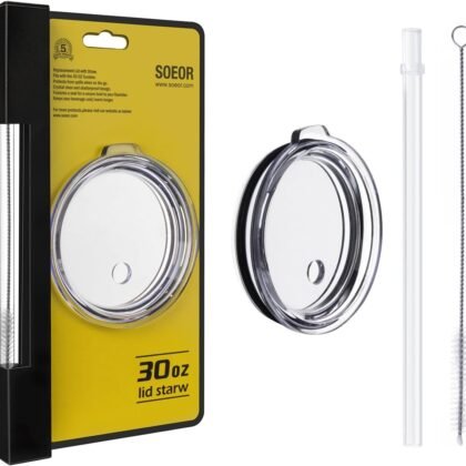 Spill Proof Lid With Straw For 30oz 42oz YETI Rambler, Tumbler, Ozark Trail cup and other brands Vacuum insulation stainless steel 30 oz Tumblers (30oz)