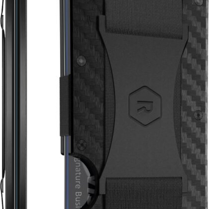 Ridge Wallet for Men - Slim Minimalist Compact Wallet and Card Holder, RFID Protected Front Pocket Wallets for Men with Integrated Cash Strap (Carbon Fiber 3K)