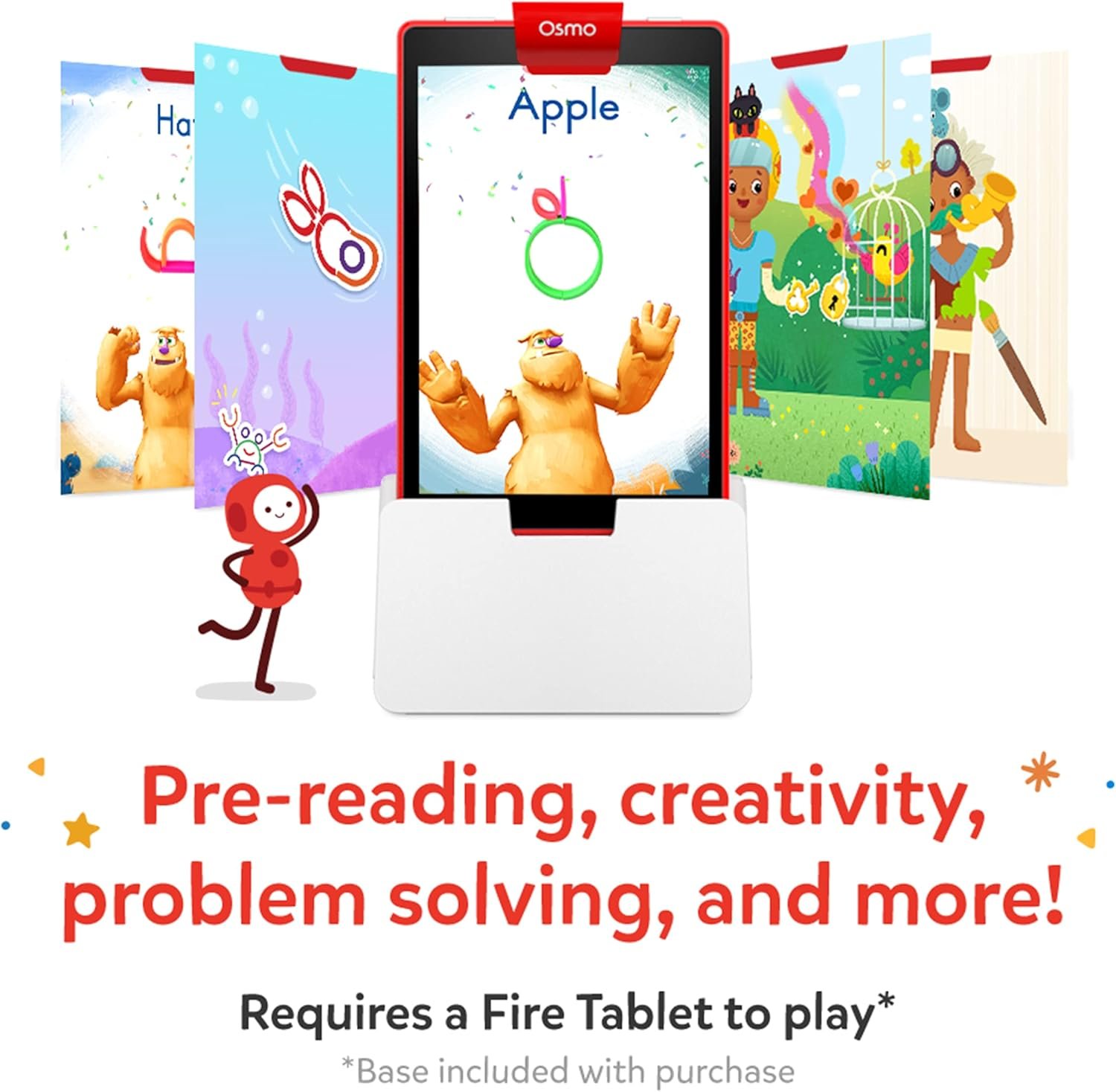 Osmo-Little Genius Starter Kit for Fire Tablet-4 Educational Learning Games-Preschool Ages 3-5-Phonics,Problem Solving & Creativity-STEM Toy Gifts,Kids(Osmo Fire Tablet Base Included) - Image 2