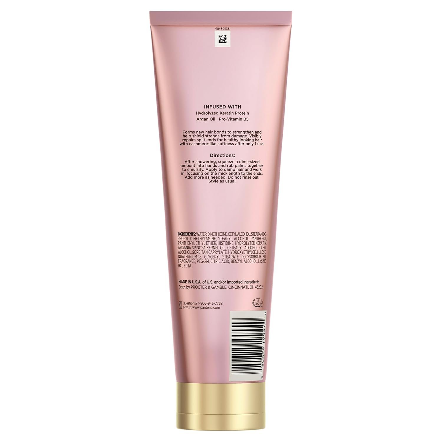 Pantene Keratin Leave-In Conditioner with Argan Oil, Protein Treatment for Dry, Damaged & Color-Treated Hair, Repairs Split Ends & Protects from Damage, Formaldehyde-Free, 8.4 Fl Oz - Image 9