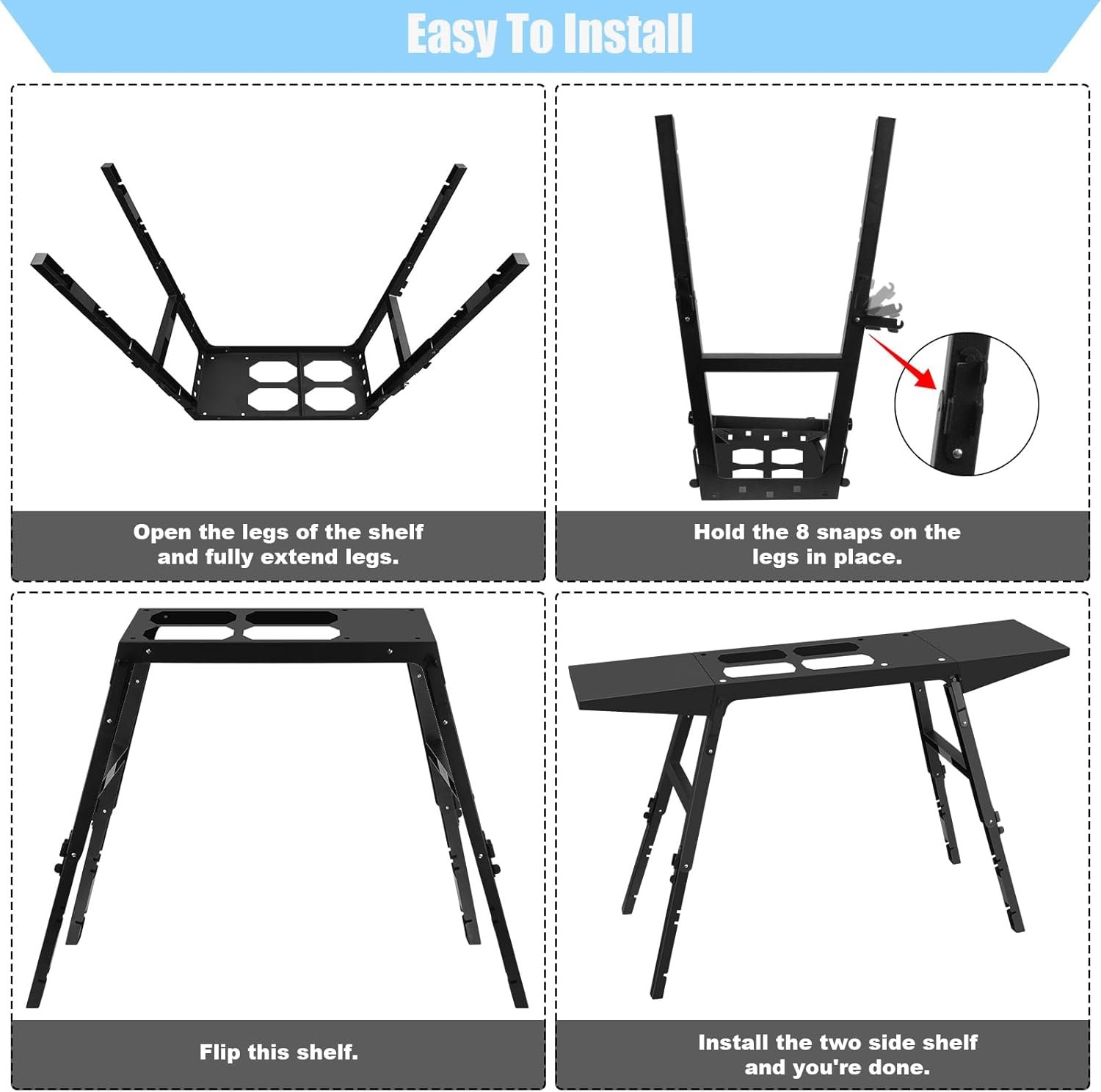 Universal Portable Griddle Stand - Grill Griddles Stand Fit for Blackstone 17” or 22” Propane Table Top Griddle with Two Side Shelf, Ideal for Outdoor Cooking & Camping - Image 4