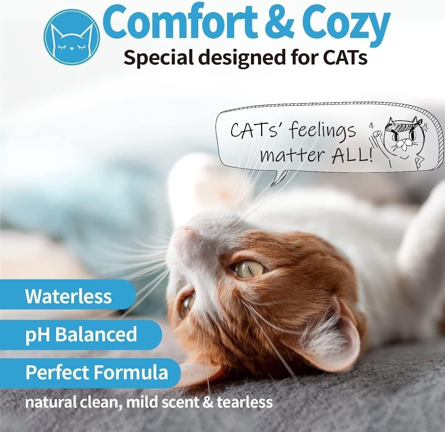 Mooncat Waterless Cat Shampoo, 100% Licking Safe & Vet Approved No Rinse Dry Bath Foam - Gentle Deodorizer for Short Haired Cats, Seniors & Kittens - Soothes Sensitive Skin, Reduces Dander & Odor - Image 5